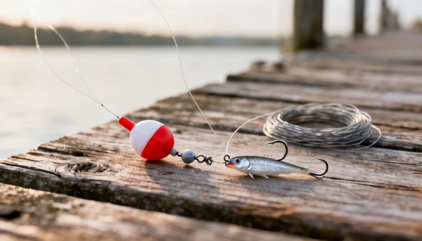 Slip bobber crappie rig with small hook and live minnow