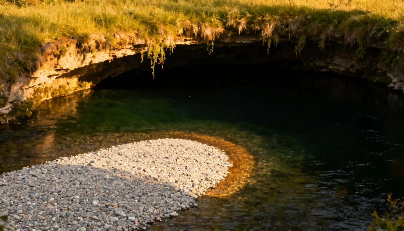Deep river pool at the outside of a bend holding big fish