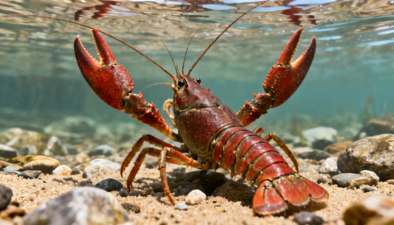 Crayfish on a rocky lake bottom, the top bass food