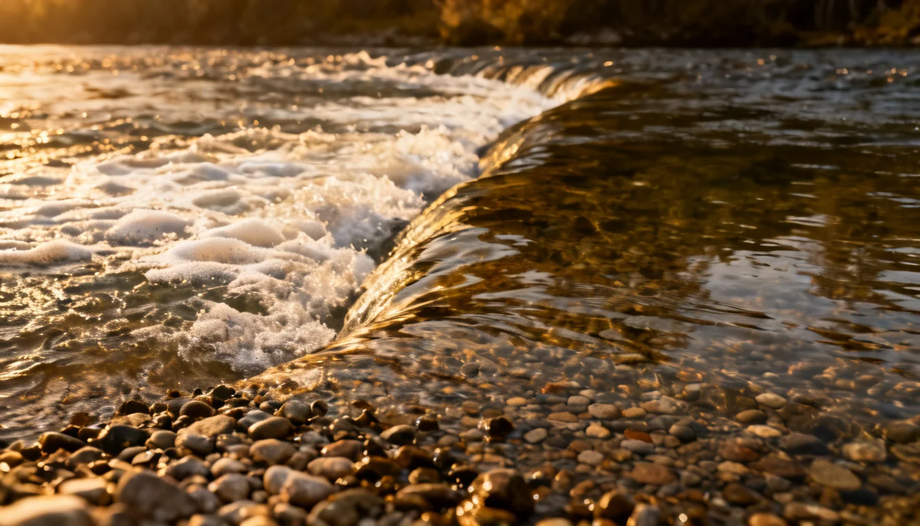 Riffle tail where fast shallow water deepens into a pool, a classic trout lie