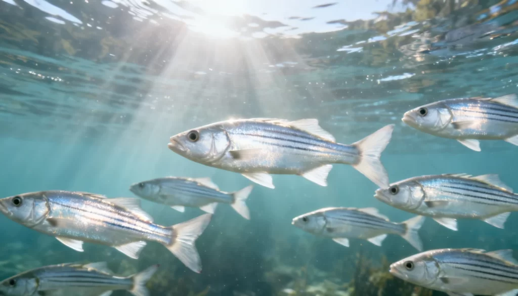 White Bass in natural underwater habitat